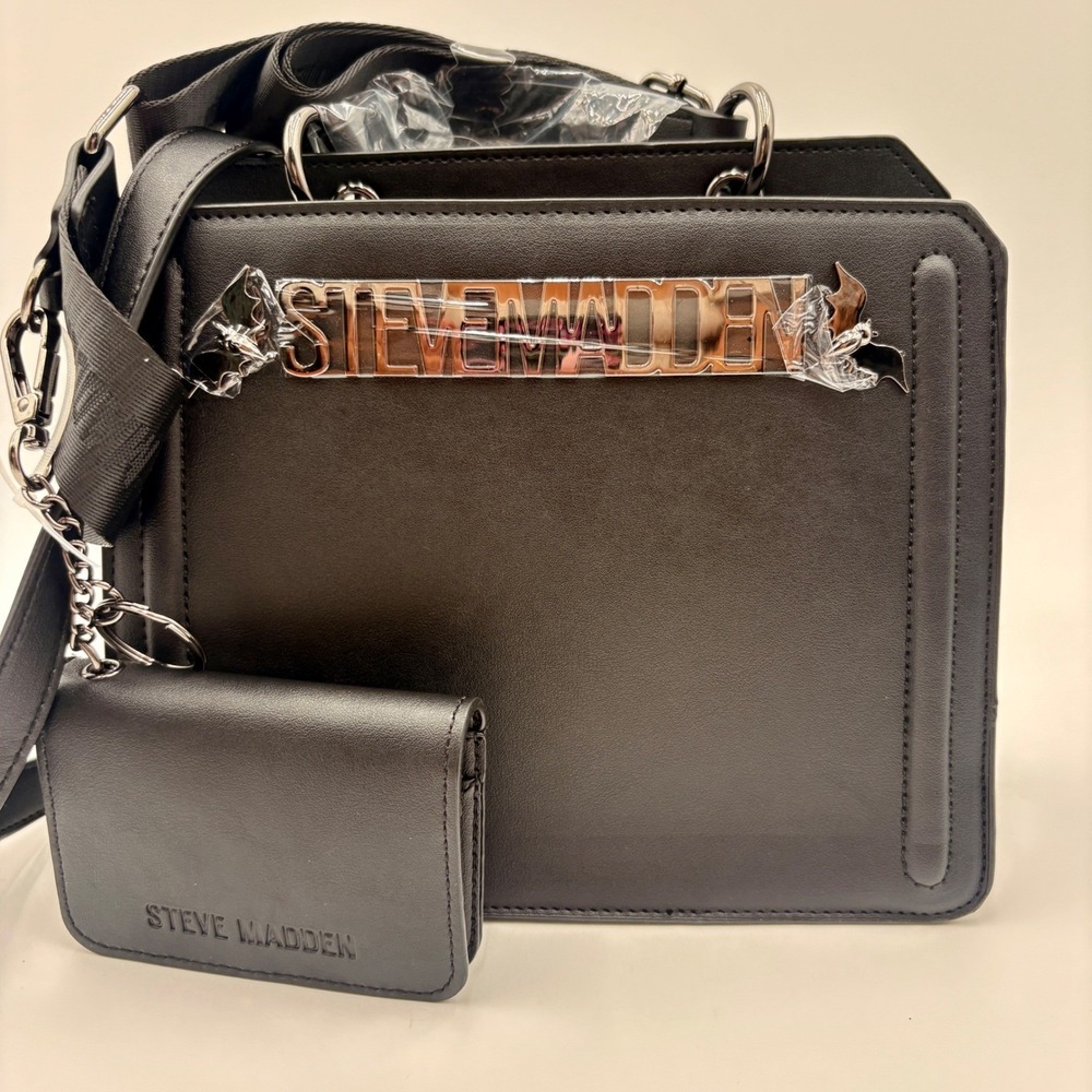 Steve Madden Halloween Black Bat Logo Crossbody Bag Dual Straps